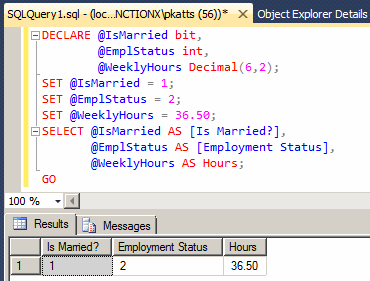 Declaring a Decimal Variable