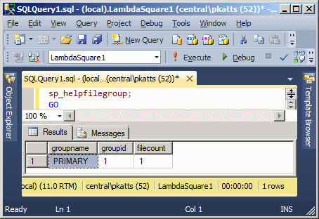 sp_helpfilegroup Stored Procedure