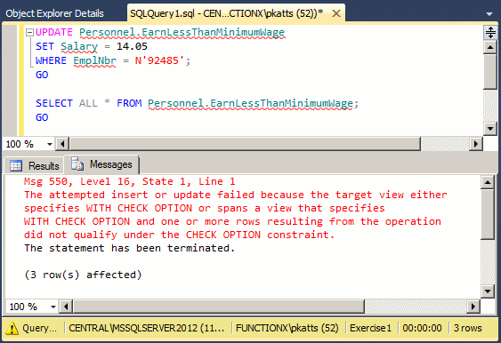 Checking the Condition on a View Before Updating
