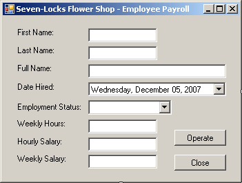 Seven-Locks Flower Shop - Employee Payroll