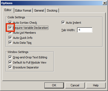 Require Variable Declaration