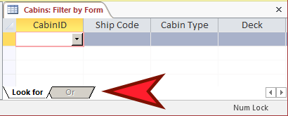 Filtering by Form for Logical Disjunctions