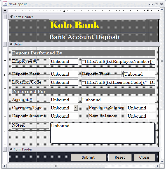 Ceil Inn - Bank Account New Deposit