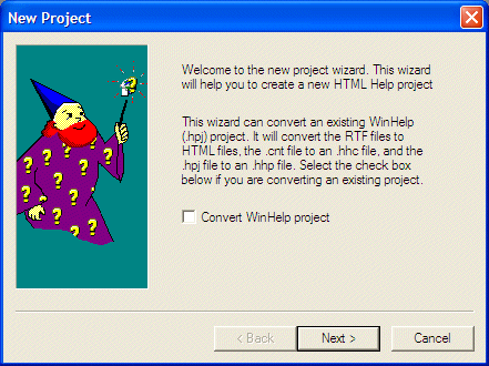 New Project Wizard - First Page