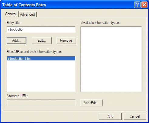 Table Of Contents Entry - New File