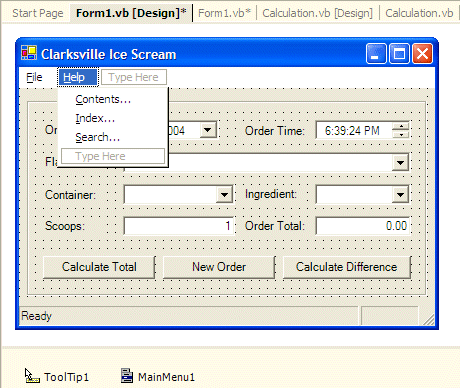 Application with Main Menu