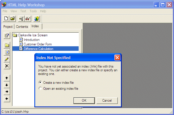Index Not Specified