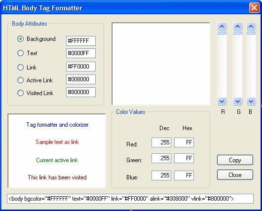 Body Tag Formatter - Application Design