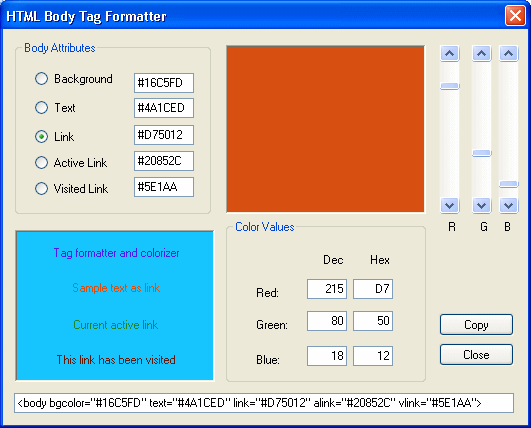 Body Tag Formatter: Result