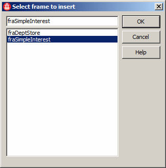 Select Frame to Insert