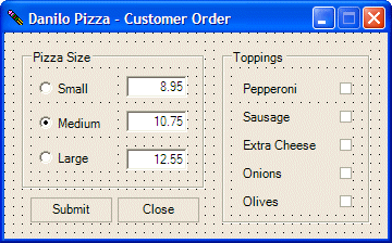 Danilo Pizza - Customer Order