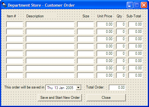 Department Store - Customer Order