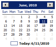 The Month Calendar control