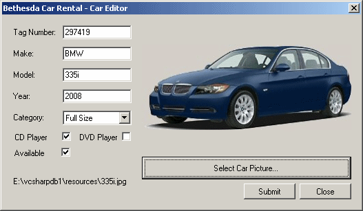 Bethesda Car Rental - Car Editor