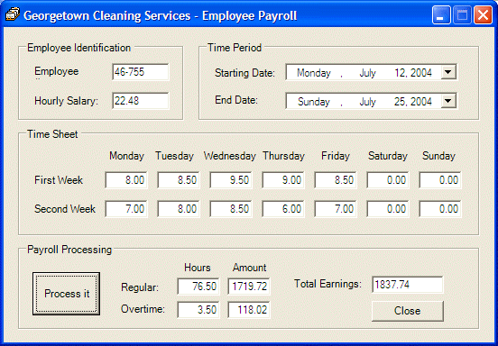 Georgetown Cleaning Services - Employee Payroll