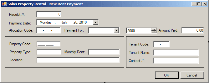 Solas Property Rental - New Rent Payment