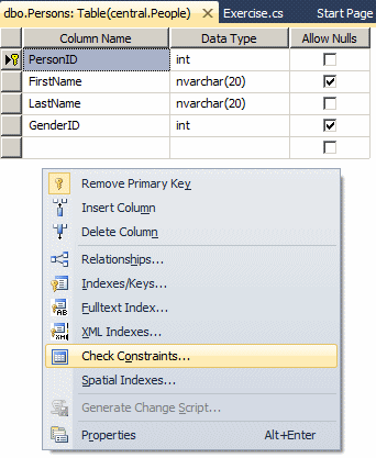 Check Constraints