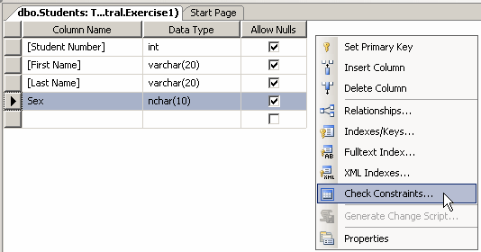 Check Constraints