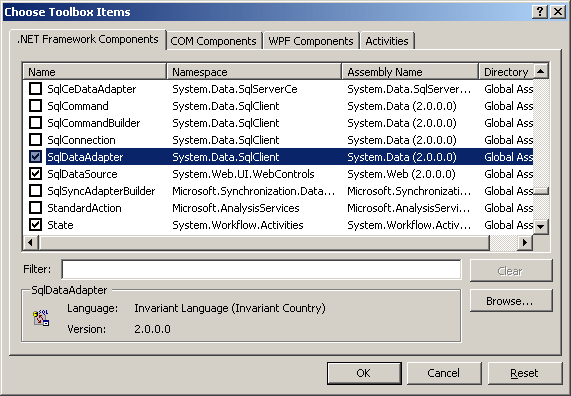 Adding a SqlDataAdapter Component