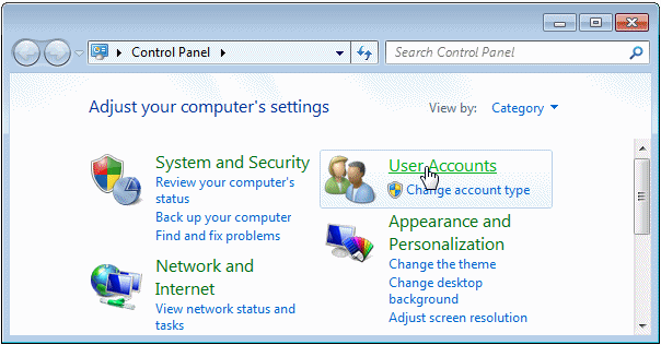 Control Panel: User Accounts