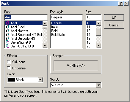The Font Dialog Box With Styles and Color