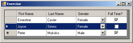 When the user clicks a cell, that cell becomes highlighted, indicating that it has received focus