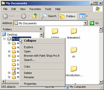 Context-sensitive menu