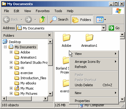 Contextual menu