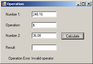 Calculator 1: Exception Handling