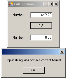 An exception using the Exception.Message message
