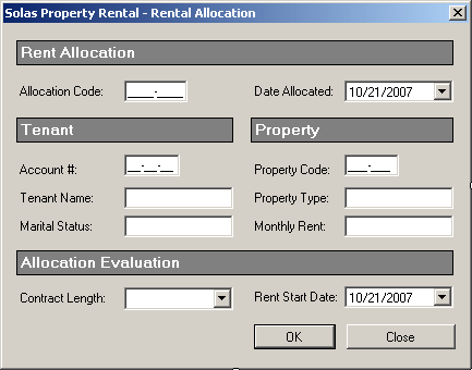 Solas Property Rental: Rental Allocation