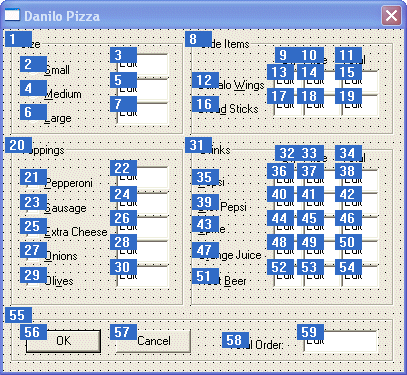 Danillo Pizza: Application Controls