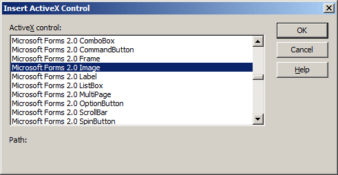 Insert ActiveX Control