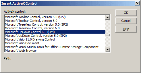 Insert ActiveX Control