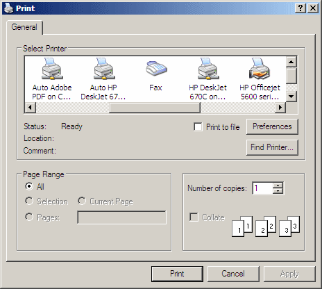 The Print Dialog Box