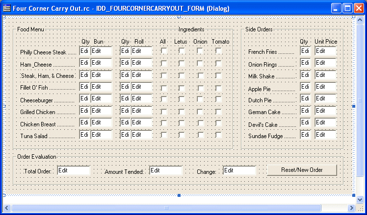Four Corner Carry Out - Form Design