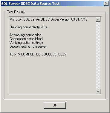 SQL Server ODBC Data Source Test