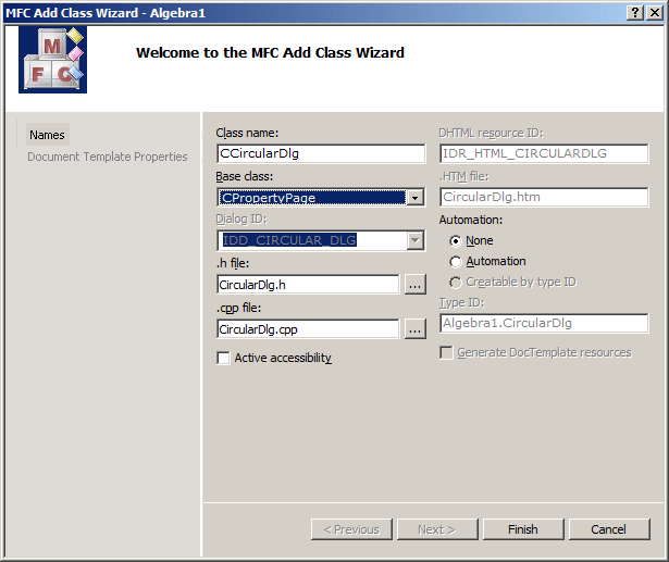 MFC Add Class Wizard