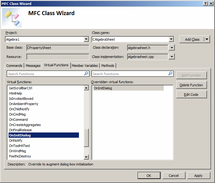 MFC Class Wizard