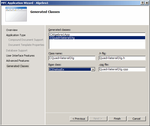 MFC Application Wizard