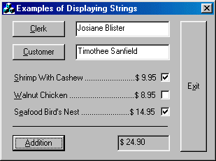 Displaying Strings In A Dialog Box