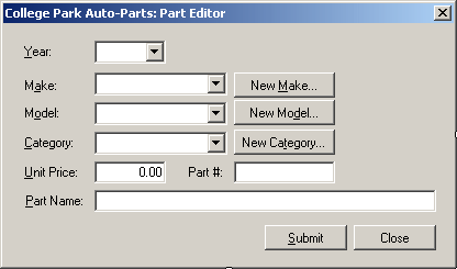 College Park Auto-Part - Part Editor