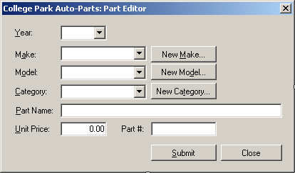 College Park Auto-Part - Part Editor