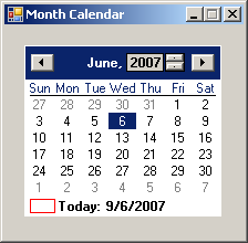 The Month Calendar control allowing the user to select a year