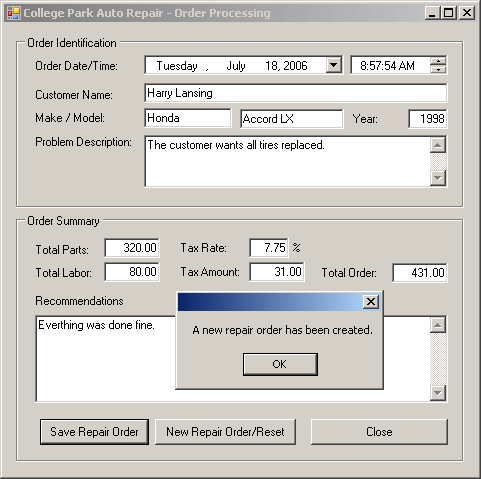 Repair Order