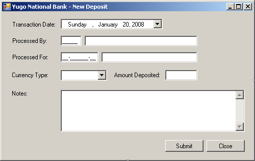 Yugo National Bank - Deposits Form Design