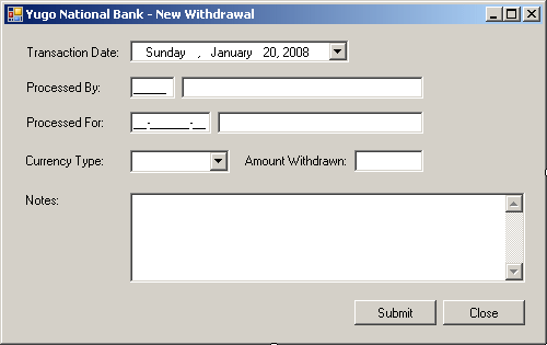 Yugo National Bank - New Withdrawal Form Design