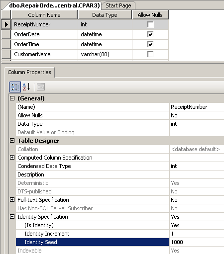Visually Creating an Identity Column