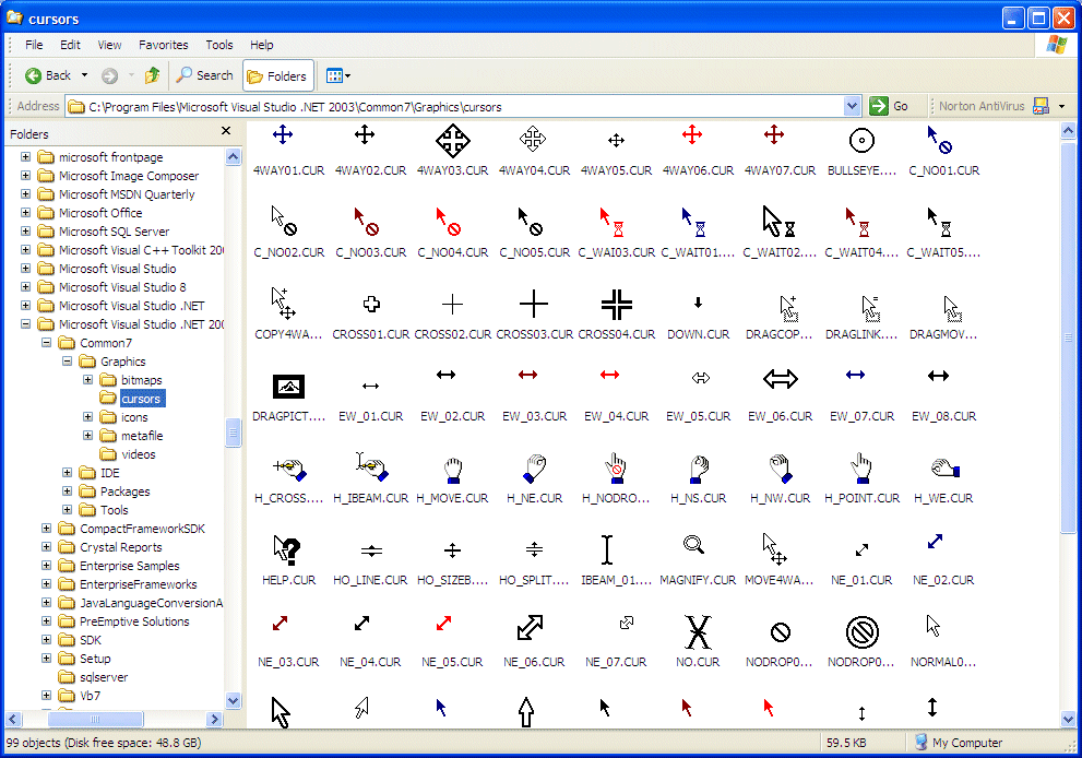 standard windows cursors