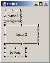 A form with some controls selected using a fake rectangle
